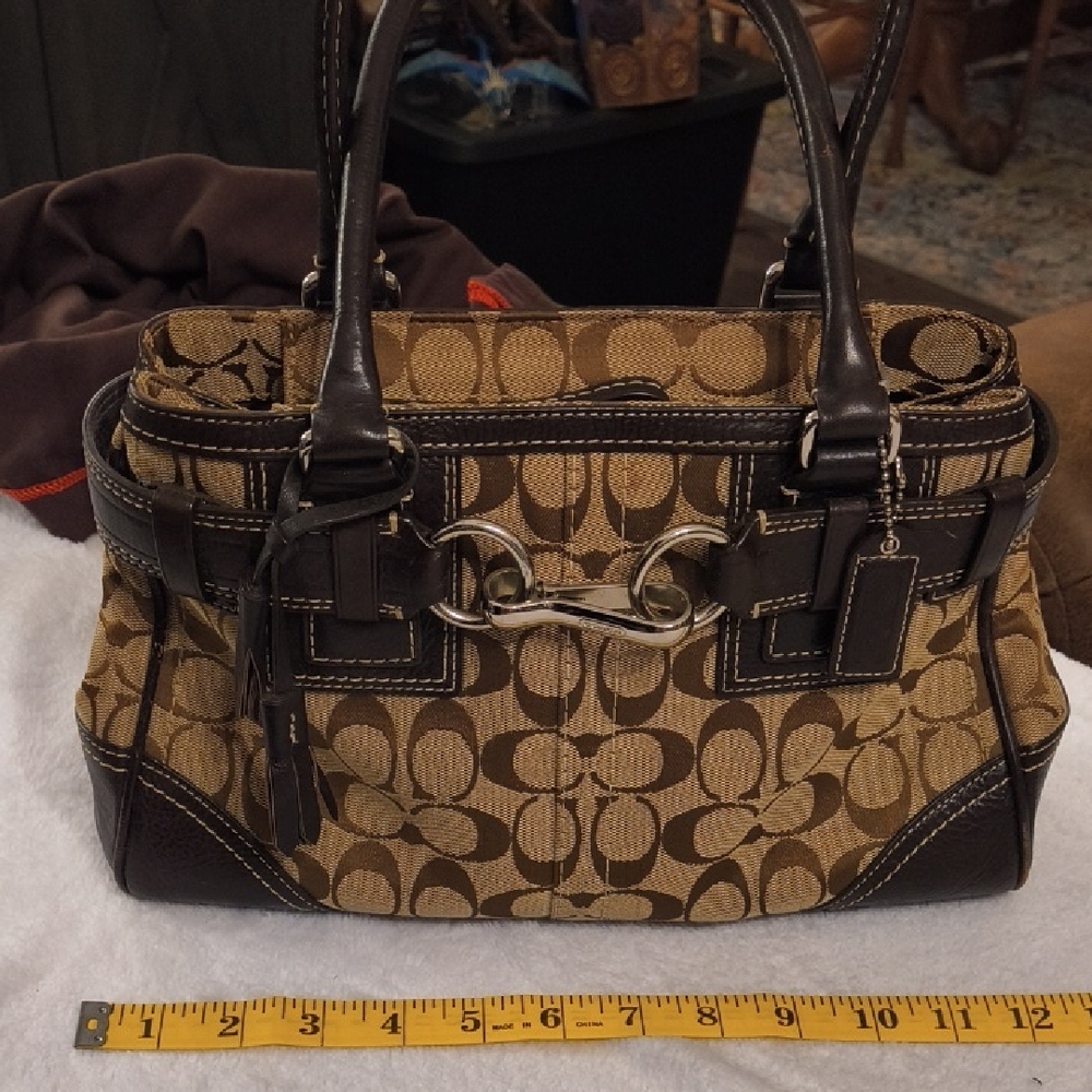 Coach  Signature Brown and Tan Satchel